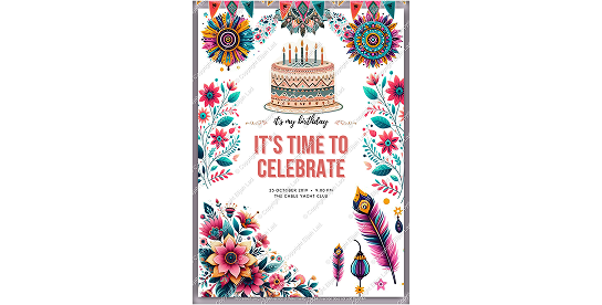 birthday boho digital print